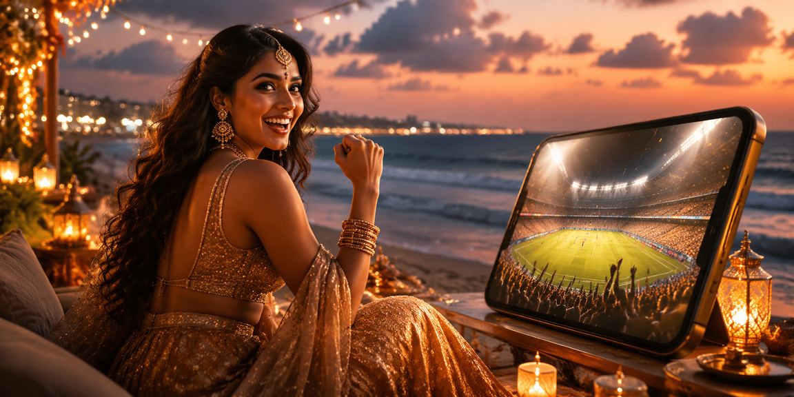 Indian woman interacting with lottery games on mobile phone at Chennai