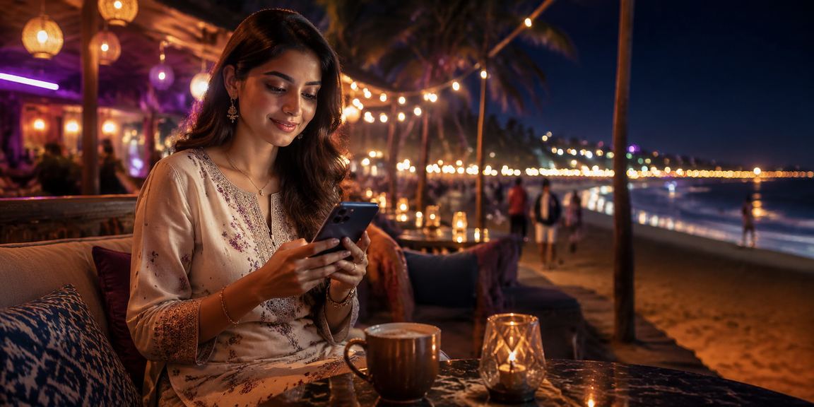 Indian woman using mobile for easy deposits